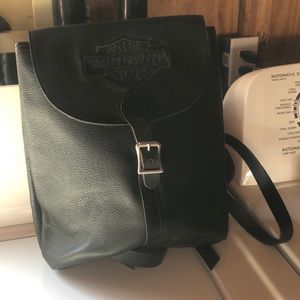 Harley Davidson black leather backpack purse